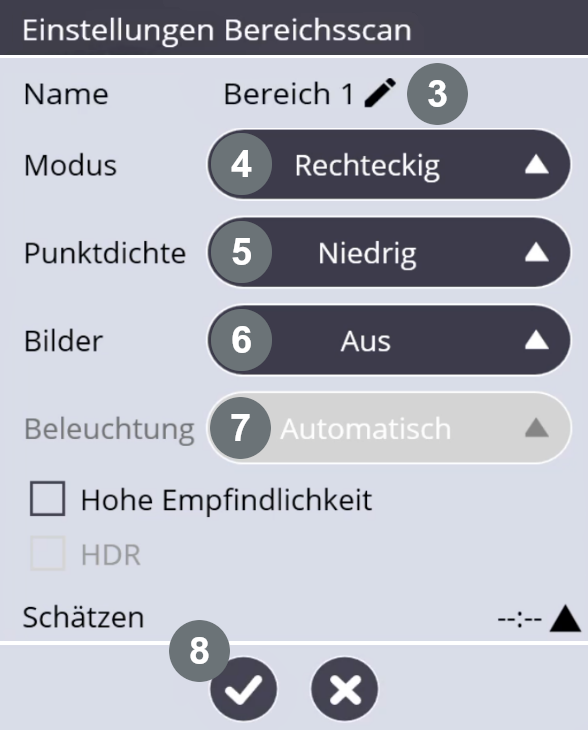 Bereichsscan Einstellungen