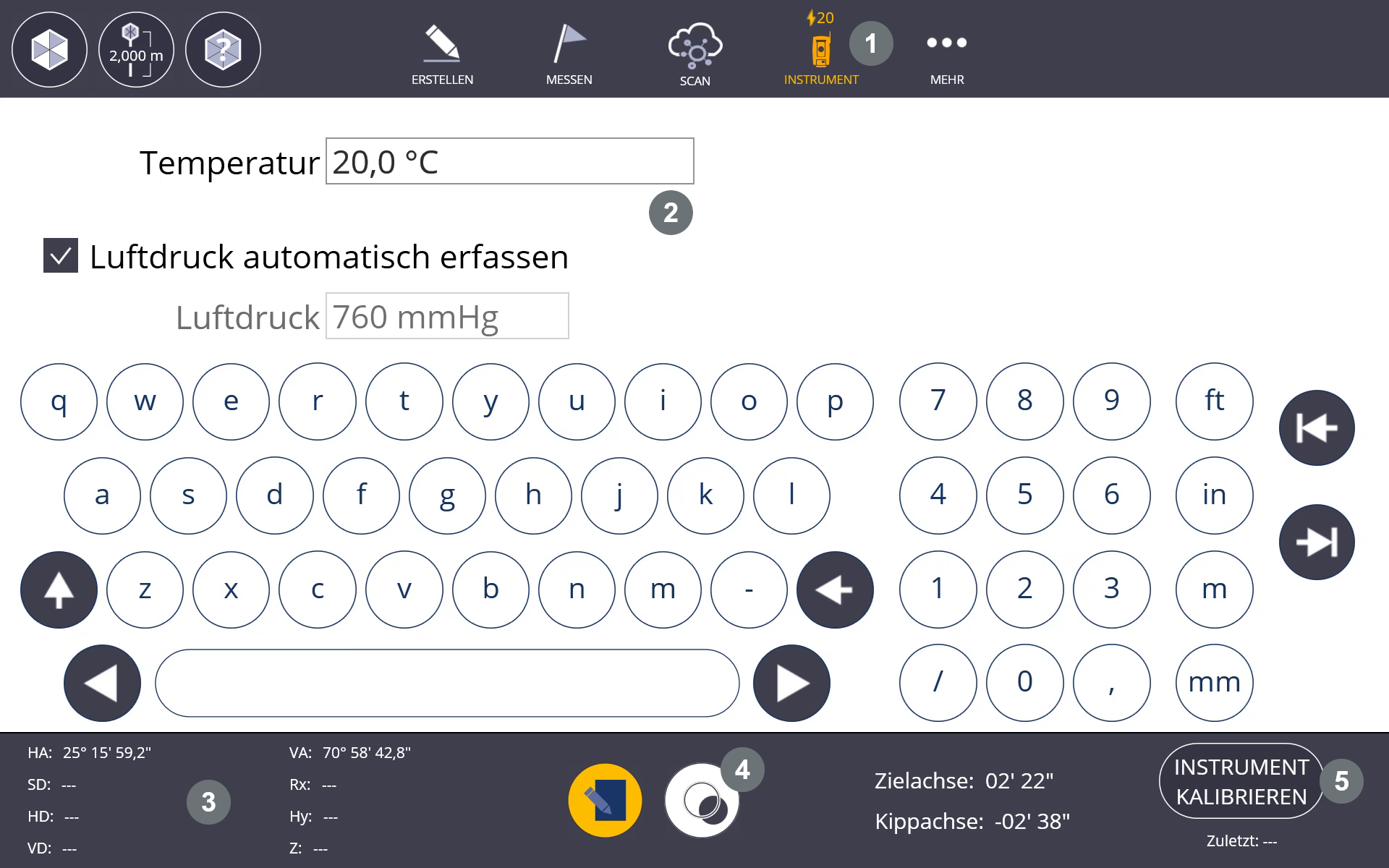 Instrumenteneinstellungen