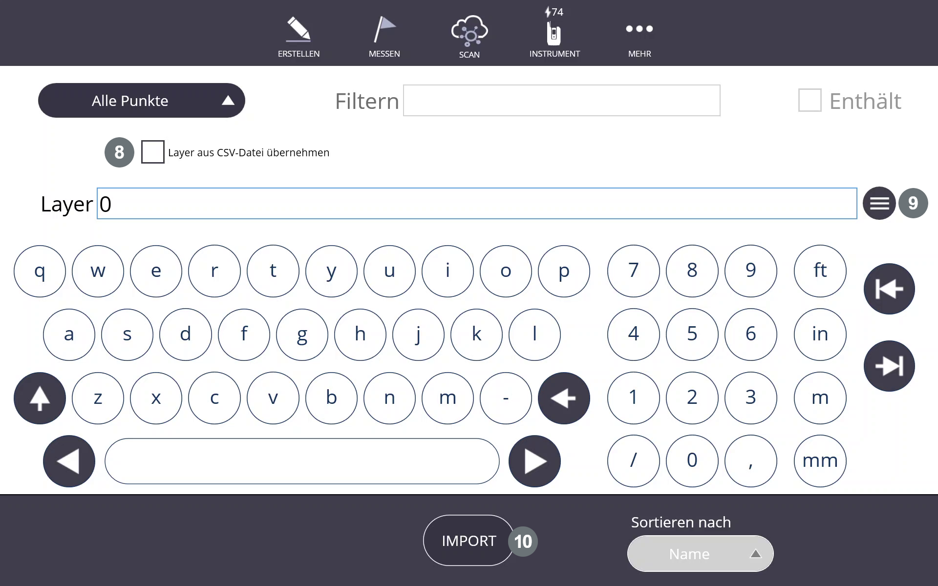 Punktdaten importieren