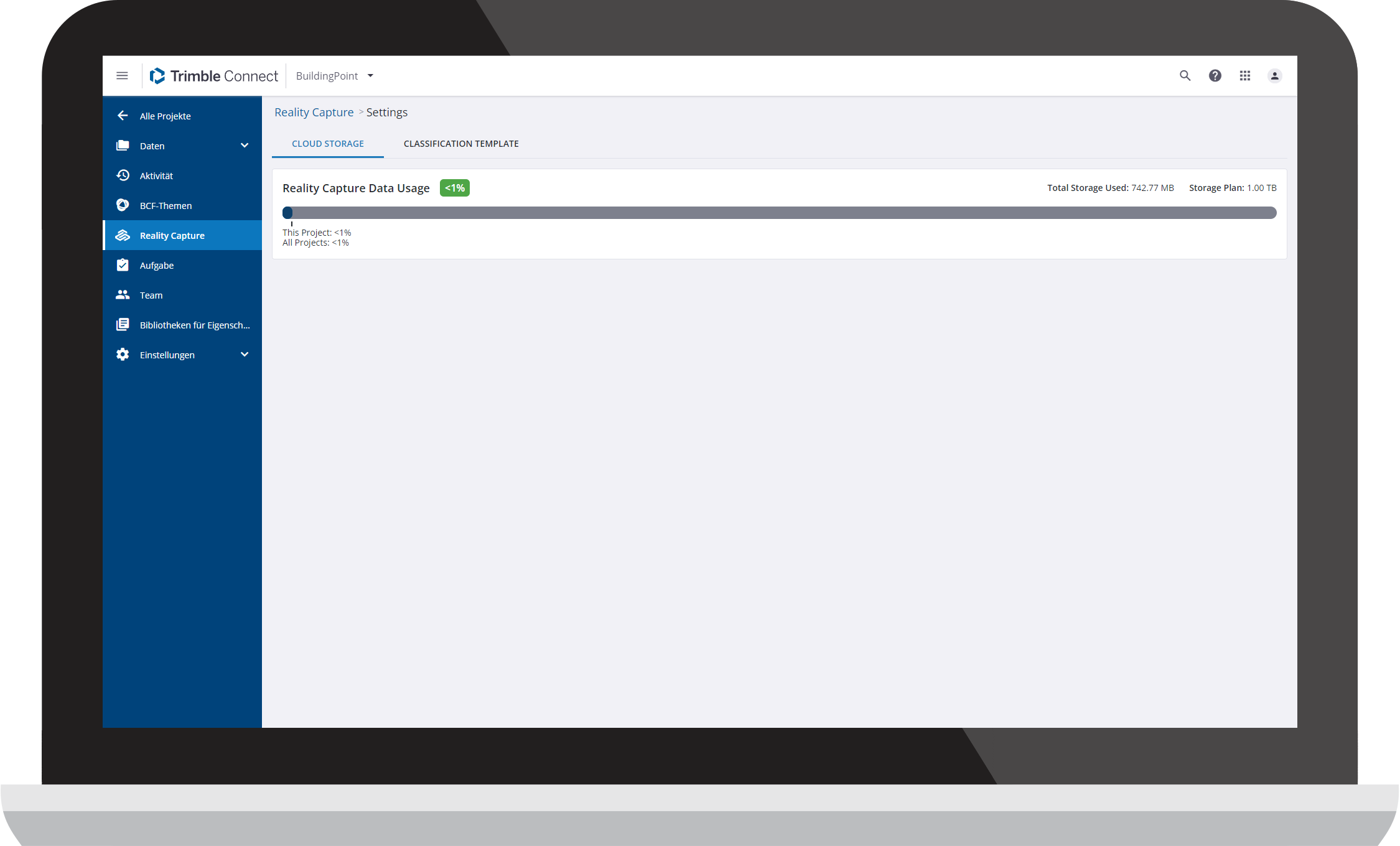 Trimble Reality Capture Speicherplatz