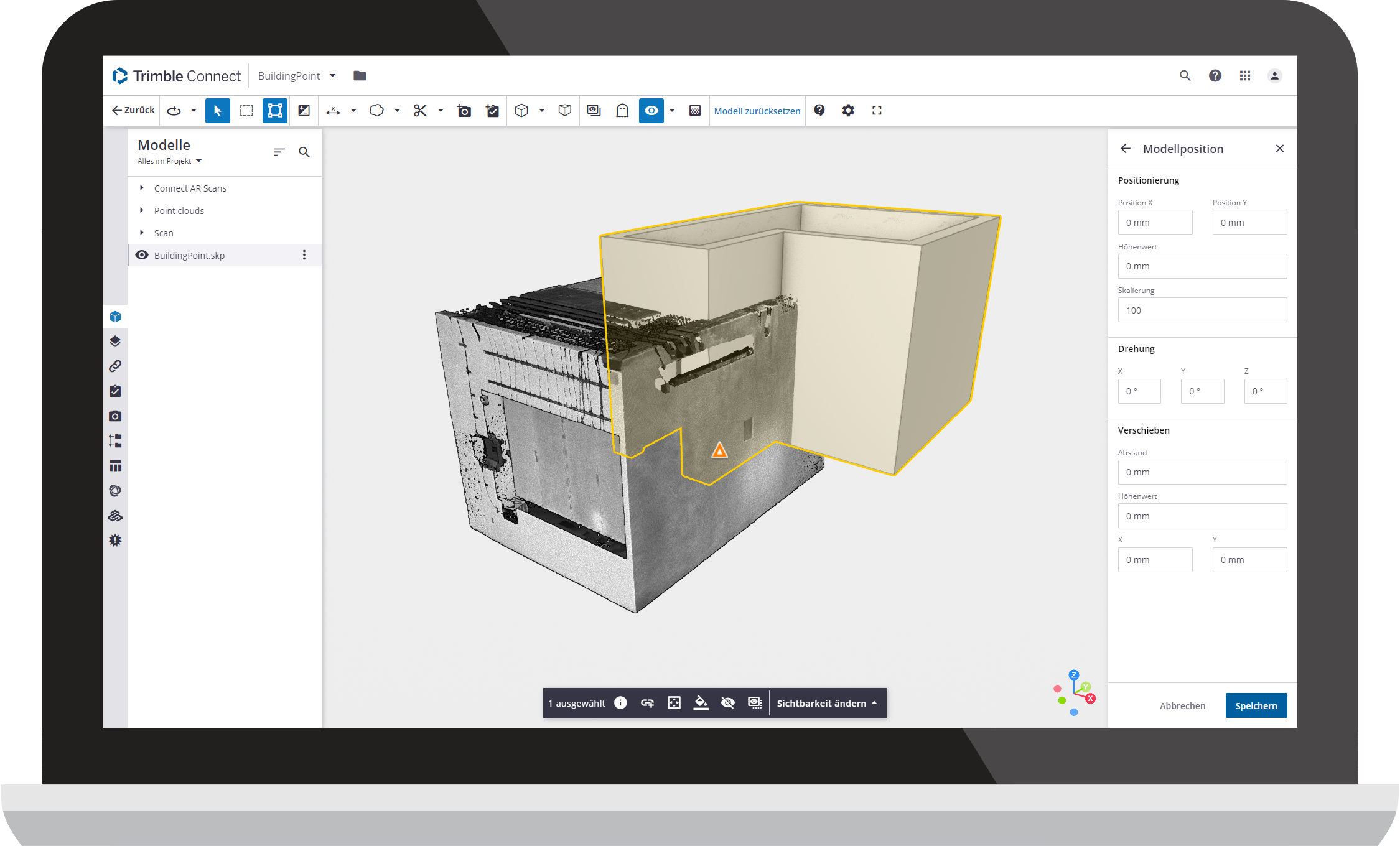 Trimble Reality Capture Modell und Punktwolke überlagern