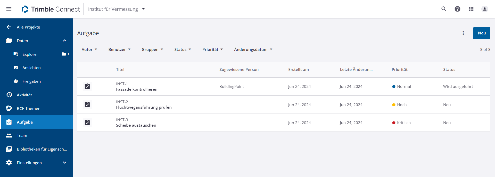 Aufgaben &Uuml;bersicht