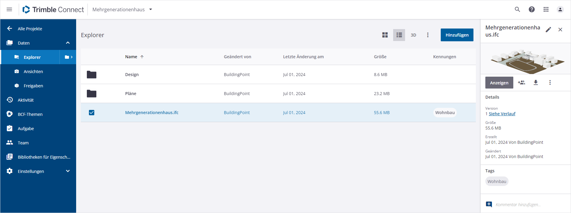 Detaillierte Datei- und Ordnerinformationen