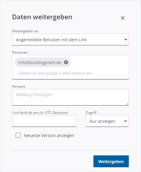 Teilen mit Benutzern