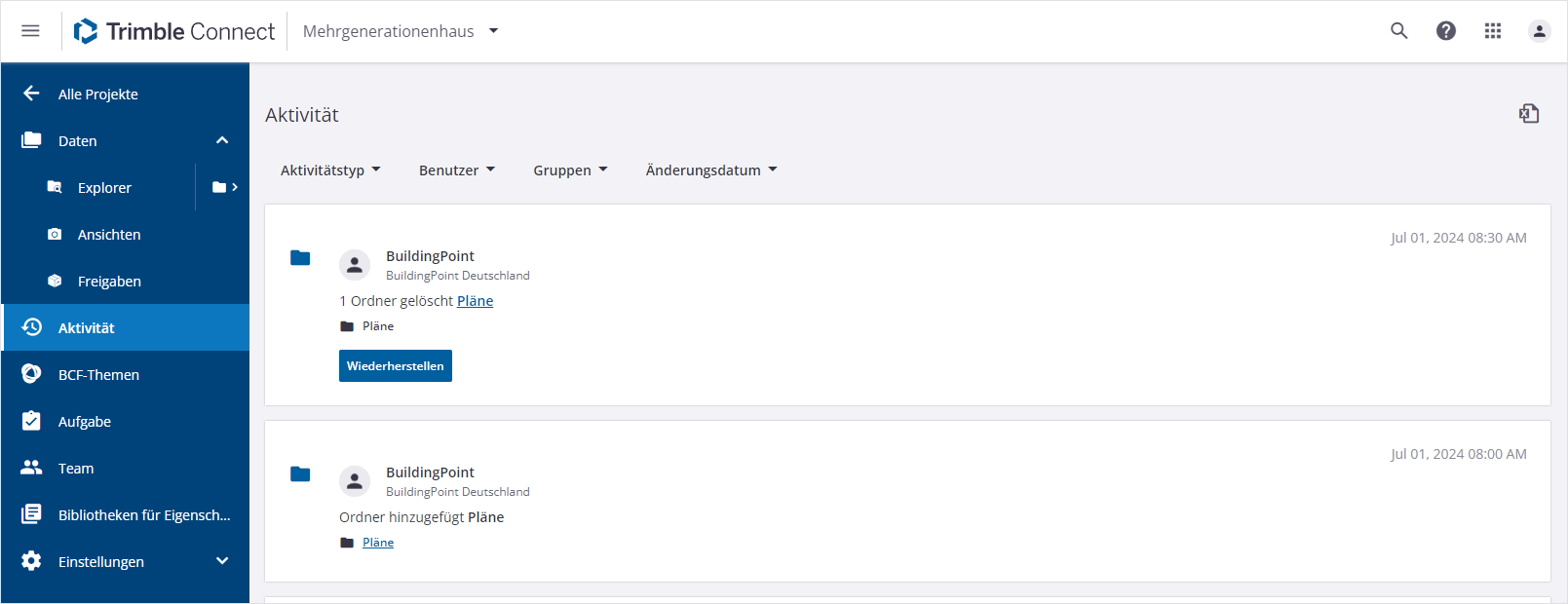 Dateien und Ordner wiederherstellen